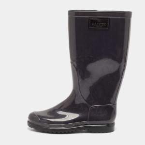 Valentino Grey Rubber Lace Print Rain Boots Size 37