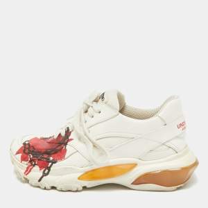 Valentino x Undercover White Leather Chain Rose Print Bounce Sneakers Size 36