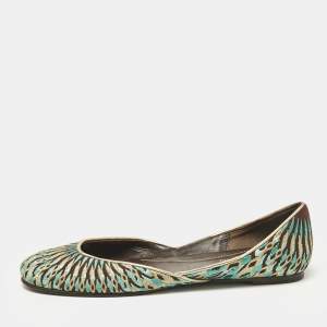 Valentino Multicolor Leather and Lurex Fabric Ballet Flats Size 38