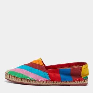 Valentino Multicolor Chevron Print Canvas Espadrille Loafers Size 39