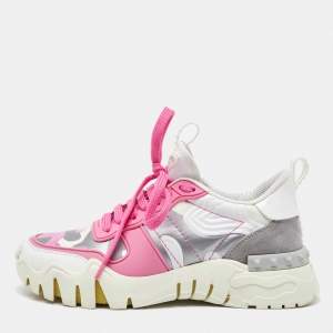 Valentino Multicolor Suede and Camouflage Canvas Rockrunner Low Top Sneakers Size 37