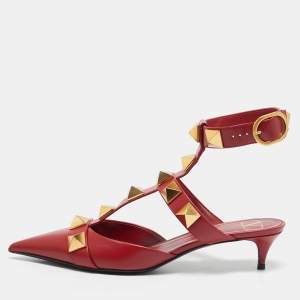 Valentino Red Leather Roman Stud Pumps Size 39