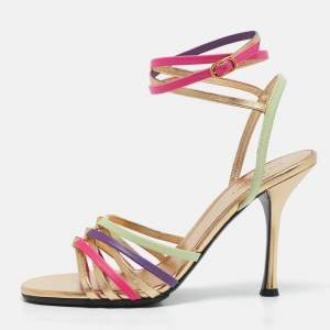 Valentino Multicolor Leather Ankle Strap Sandals Size 37.5