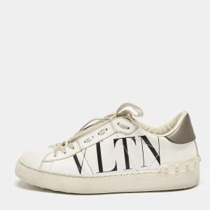 Valentino White Leather Rockstud Low Top Sneakers Size 37