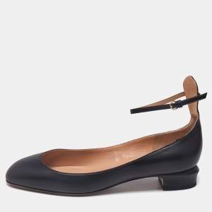 Valentino Black Leather Tango Ankle Strap Pumps Size 39.5