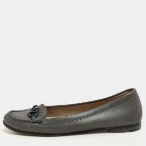 Valentino Green Leather Vlogo Loafers Size 37.5