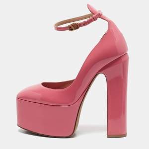 Valentino Pink Patent Leather Tan-Go Platform Pumps Size 36.5