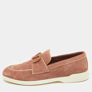 Valentino Dusty Pink Suede Vlogo Leisure Flows Slip On Loafers Size 39