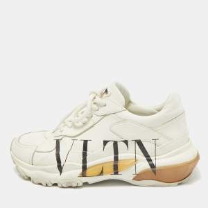 Valentino White Leather VLTN Bounce Sneakers Size 36