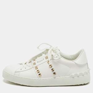 Valentino White Leather Rockstud Untitled Sneakers Size 39