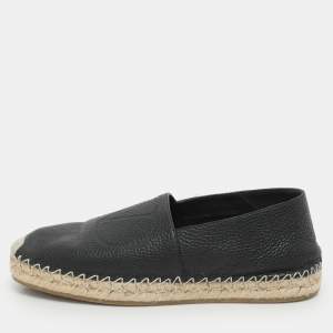 Valentino Black Leather VLogo Espadrille Flats Size 40