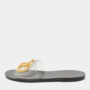 Valentino Transparent PVC VLogo Slide Sandals Size 36