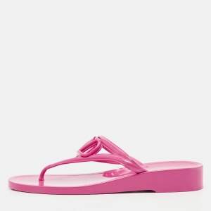 Valentino Pink Jelly Vlogo Thong Flat Sandals Size 37
