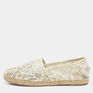Valentino White Lace Espadrille Flats Size 40