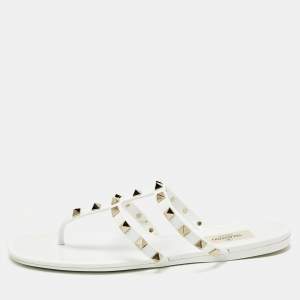 Valentino White Rubber Rockstud Thong Flats Size 39