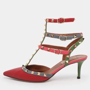 Pre Owned Valentino Multicolor Leather Rockstud Pumps Size 39