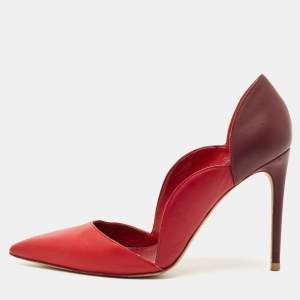 Pre Owned Valentino Burgundy/Red Leather Pointed Toe Pumps Size 40