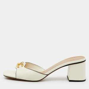 Pre Owned Valentino White Leather Vlogo Slide Sandals Size 38
