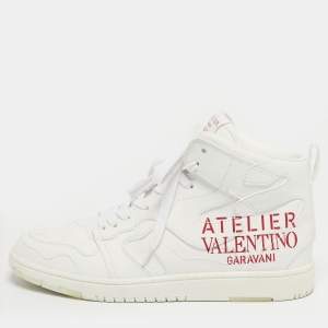 Pre Owned Valentino White Leather Atelier High Top Sneakers Size 40