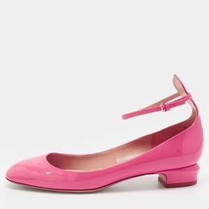 Pre Owned Valentino Pink Patent Leather Tan-Go Pumps Size 40