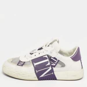 مملوكة مسبقًا Valentino VLTN Size 39 White/Purple Leather and Mesh Low Top Sneakers