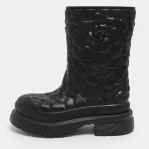 مملوكة مسبقًا Valentino 03 Rose Edition Atelier Size 41 Black Rubber Mid Calf Boots