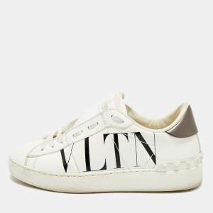 Pre Owned Valentino VLTN Size 35.5 White Leather Low Top Sneakers