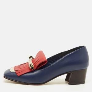 مملوكة مسبقًا Valentino Size 35.5 Tricolor Leather Uptown Fringe Block Heel Pumps