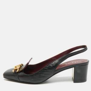 مملوكة مسبقًا Valentino Size 36 Black Leather Slingback Pumps