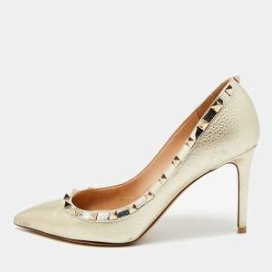 مملوكة مسبقًا Valentino Rockstud Size 40 Metallic Leather Pumps