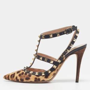 مملوكة مسبقًا Valentino Rockstud Size 37.5 Multicolor Calf Hair and Leather Pumps