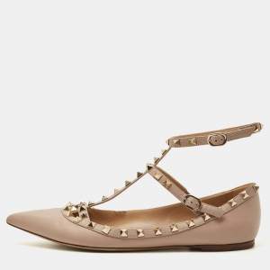 مملوكة مسبقًا Valentino Rockstud Size 41 Beige Leather Ballet Flats