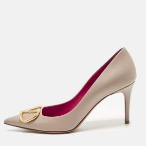 مملوكة مسبقًا Valentino VLogo Size 38 Dusty Pink Leather Pumps