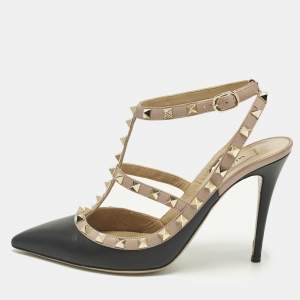 مملوكة مسبقًا Valentino Rockstud Size 39.5 Black/Beige Leather Pumps