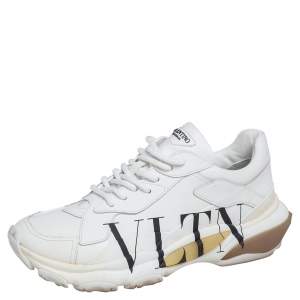 Pre Owned Valentino White Leather VLTN Bounce Sneakers Size 40