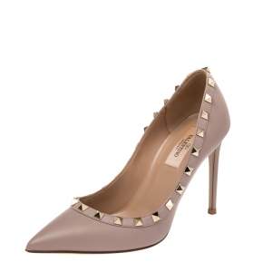 Valentino Blush Pink Leather Rockstud Pointed Toe Pumps Size 36