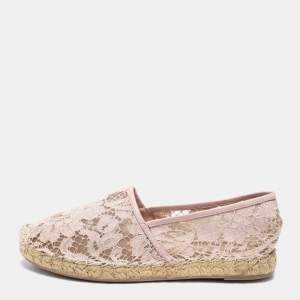 Valentino Pink Lace Espadrille Flats Size 36