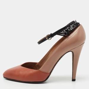 Pre Owned Valentino Two Tone Leather Mary Jane Pumps Size 37