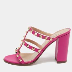 Valentino Magenta Leather Rockstud  Sandals Size 36.5