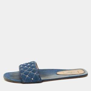 Valentino Blue Denim Flat Slides Size 39.5 