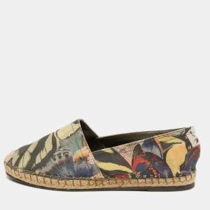 Pre Owned Valentino Multicolor Butterfly Print Canvas Espadrille Flats Size 35