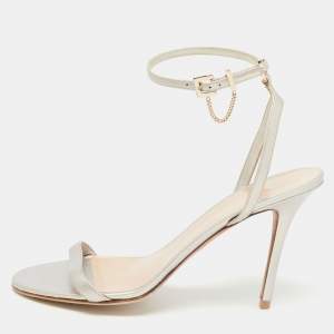 Pre Owned Valentino Metallic Leather Ankle Strap Sandals Size 41