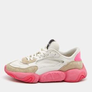 Pre Owned Valentino White Suede and Mesh Low Top Sneakers Size 39.5