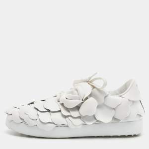 Pre Owned Valentino White Leather Atelier 03 Rose Edition Sneakers Size 37