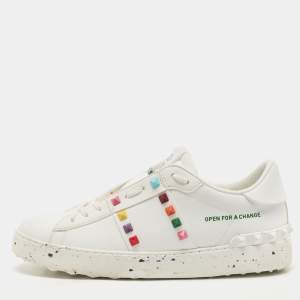 Pre Owned Valentino White Leather  Low Top Sneakers Size 40