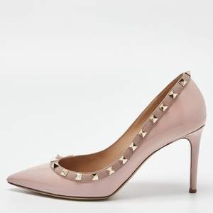 Pre Owned Valentino Pink Patent Leather Rockstud Pumps Size 39