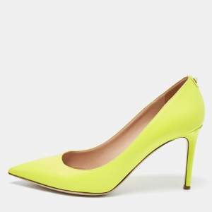 Pre Owned Valentino Green Leather Pointed Toe Pumps Size 40