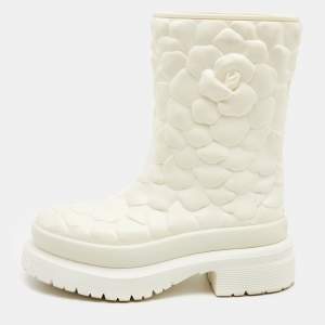 Valentino White Rubber 03 Rose Edition Atelier Mid Calf Boots Size 39