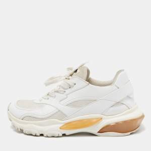 Pre Owned Valentino White Leather and Fabric Climbers Sneakers Size 38