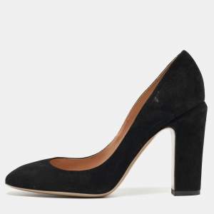 Pre Owned Valentino Black Suede Round Toe Pumps Size 40